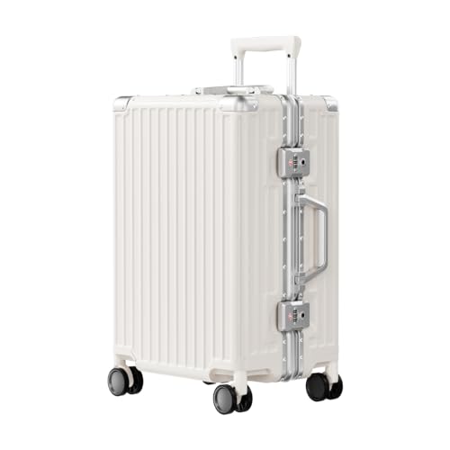 Image of AnyZip Carry On Luggage PC+ABS Aluminum Frame Zipperless Luggage Hard Shell Suitcase with TSA Lock Double Spinner Wheels 20 Inch White