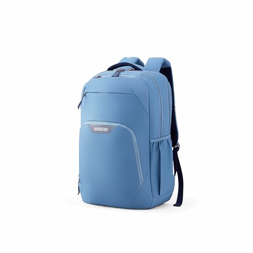 Image of American Tourister Brett 4.0 | 32.5 Ltrs | 2 Compartments | Bottle Pocket | Ergonomic Padded Back Panel & Shoulder Straps | Laptop Backpack | 1 Year International Warranty | Blue Lead