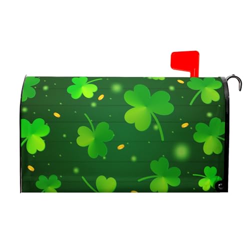 Image of St Patricks Day Mailbox Covers Magnetic Standard Size 18 X 21 Inch Green Shamrocks Mailbox Cover Spring Lucky Clover Magnetic Mailbox Wraps Holiday Post Letter Box Cover for Garden Yard Outside Decor
