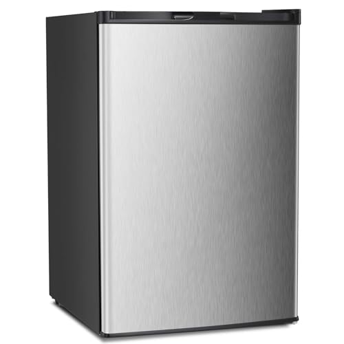 Antarctic Star Upright Freezer 3.0 Cu.ft, Compact Mini Freezer with Reversible Single Door, Temperature Control, Removable Shelves, Small freezer Stainless Steel for Dorms Home Office, Silver