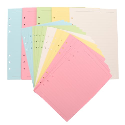 HONMEET Hojas Sueltas de Recambio Rayadas A5 6 Agujeros 2 Juegos de 100 Hojas Multicolor Papel de Relleno para Agenda Recambios para Cuadernos y Planificadores Uso Escolar y Oficina