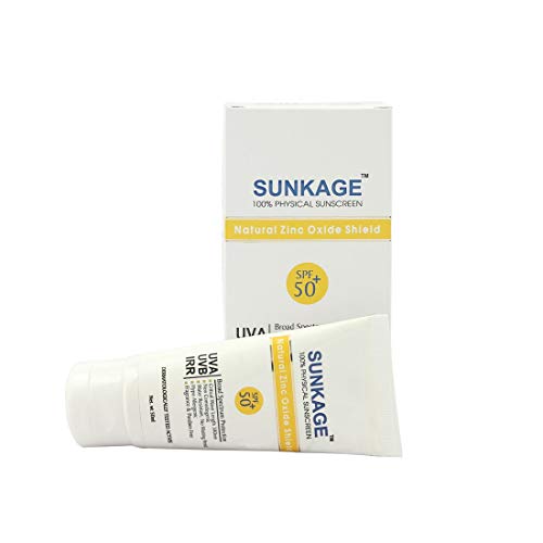Sunkage Spf 50, 100% Physical Sunscreen For Sensitive Skin Type Natural Zinc Oxide Shield Sunscreen For Skin Type Lotion 50Ml
