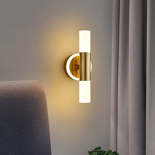 Apliques de Pared LED para Interiores de 9 W y 3000 K, Dorados, Modernos, de 26 cm de Largo, para Dormitorio, mesita de Noche, Apliques de Pared de Arriba a Abajo, decoración nórdica, iluminación de