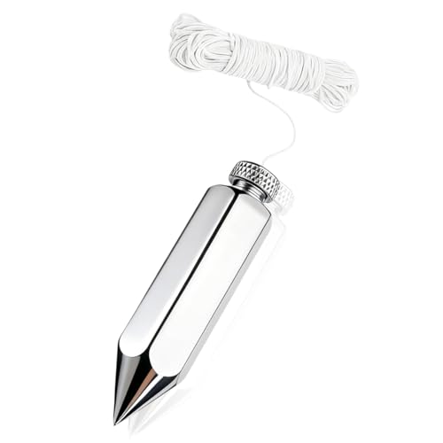 SMUVSMU 1Pcs Hexagon Plumb Bob with String,8oz Plumb Bob Steel Brass Construction,Precision Leveling Tool for Builders Carpenters Projects Wire Kit,790-8