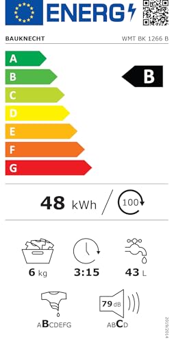 Bauknecht WMT BK 1266 B Waschmaschine, 6 kg, 1200 U/min, Toplader, Antiflecken 20°, Aqua Saver Sparprogramm, Kurz 30’, FreshFinish, leiser Inverter-Motor, Mehrfachwasserschutz+, Weiß