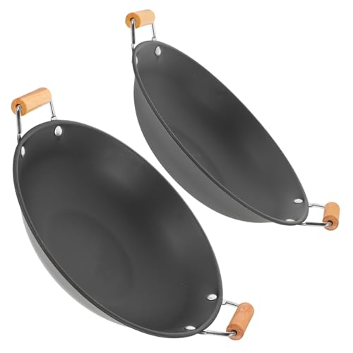 Zerodeko 2 Piezas De Plancha De Acero Inoxidable Olla Eléctrica Para Restaurante Sartén Térmica Plato De Uso Diario Paellera Ollas Y Sartenes Sartén Para Saltear Mini Wok Con Tapa