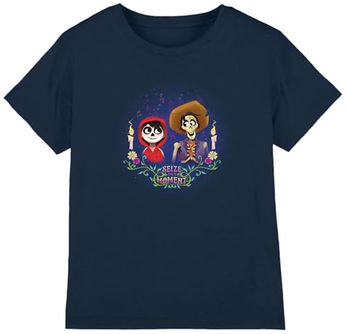Coco Boys Seize Your Moment with Miguel and Hector Unisex Kids T-Shirt, Navy, 3-4 Years UK