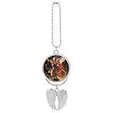 The Archangel Michael Slaying A Demonic Beast Car Hanging Pendant Retro Car Interior Decoration Rearview Mirror Charms Ornaments Car Accessories