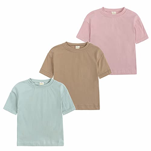 Image of Kids Tales Little Boys Girls Solid Color Short Sleeve Pullover T-Shirt