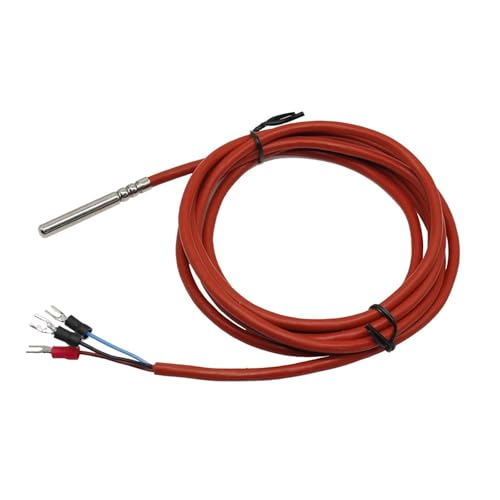 5pcs 6*50mm 3 Wire Type PT100 Thermocouple Waterproof Temperature Probe High Sensor with Silicon Cable(with 4m Cable)
