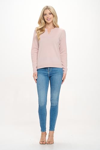 Image of Women's 100% Cashmere Soft Long Sleeve V Neck Crew Neck Sweater
