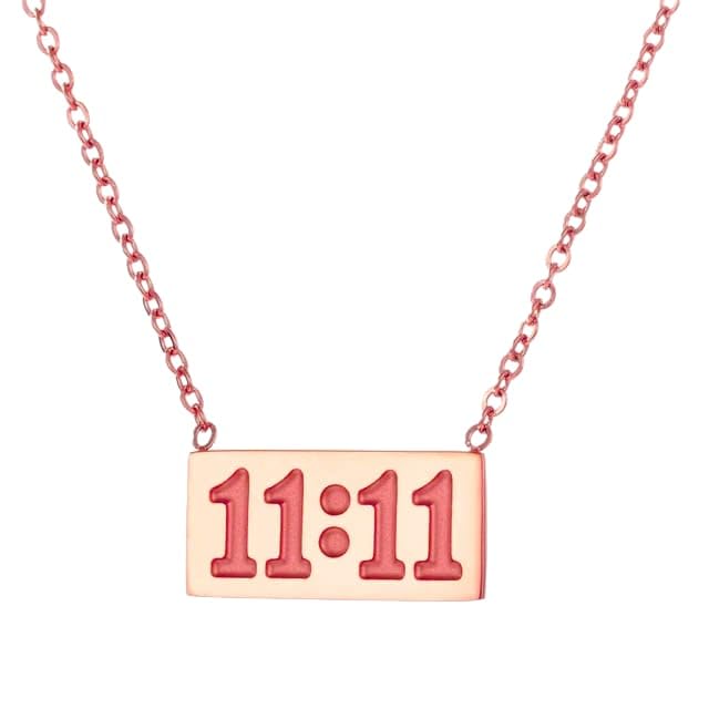 KRYSTALZ Stylish Engraved Make a Wish 11:11 Spiritual Rose Plated Chain Pendant Necklace for women (B0D6G9F1BD) Amazon Price History, Amazon Price Tracker