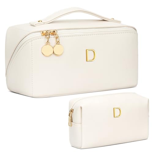 CLOUDWINGS Initial Makeup Bag Personalized Gift for Women Teen Girls