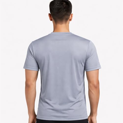 Image of Gloster Men's Striped Sports T-Shirt | Polyester Lycra Blend | Lightweight Gym & Workout T-Shirt | Regular Fit Round Neck Activewear for Men & Boys