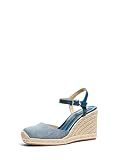 Michael Kors Women's Kenzie Wedge Sandal, Denim/New Horizon Wash, 7.5