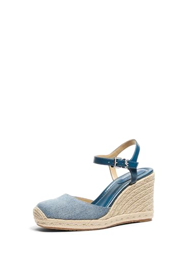 Michael Kors Women's Kenzie Wedge Sandal, Denim/New Horizon Wash, 7.5