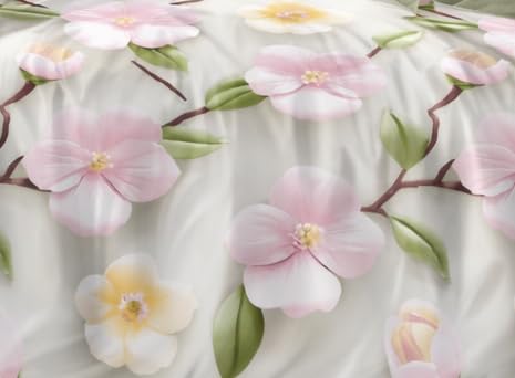 Image of DECOR2ADMIRE 300 TC Premium 7D Print Super King Size Cotton Bedsheet Set with 2 Pillow Covers | Ultra Soft 108 inch x 108 inch | Elegant Floral Designs (Green Blossom)
