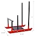 LKHKK Enhance Speed and Strength with Heavy-Duty Fitness Sled, Adjustable for Weight Plates, Dual Push Positions, Curved Design, Black and Red