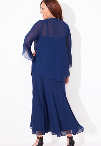 Image of Catherines Women's Plus Size Petite Masquerade Beaded Dress Set - 20 WP, Mariner Navy