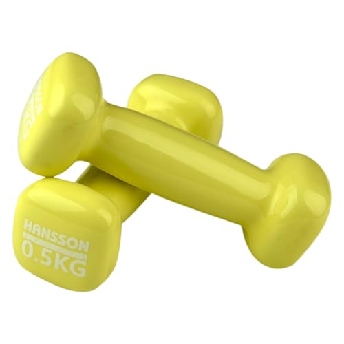 Hansson Sports® Vinyl Hantel 2er Set 0.5-5.0Kg Verschiedene Gewichte und Farbe zur Auswahl (2 * 0.5kg Gelb) Hansson Sports® Vinyl Hantel 2er Set 0.5-5.0Kg Verschiedene Gewichte und Farbe zur Auswahl (2 * 0.5kg Gelb)
