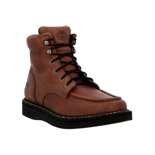 Georgia Boot PRO-Series Men’s Work Boots | 6” Moc Toe Wedge, SPR Full-Grain Leather, Oil-Resistant Outsole, Midnight Black Non-Marking Outsole, Comfortable Soft Toe GB003PRO, Brown, 10.5W by Georgia Boot - Used condition - Image 2