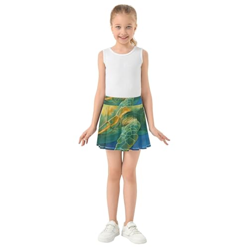 Athletic Shorts for Girls Skorts Realistic Watercolor Green Sea Tennis Skirts for Kids Cute Comfy Butterfly Skirt 3t3