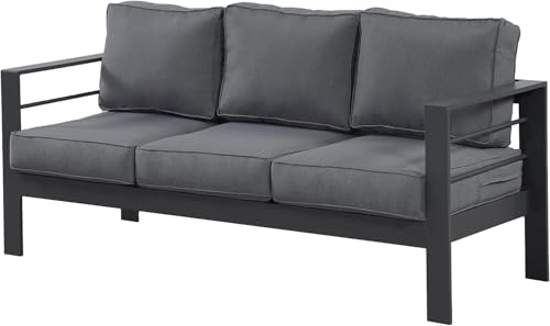 Wisteria Lane Modern Outdoor Patio Aluminium Furniture Set Four Colourways with Sofa Chairs Loveseats and Coffee Table Perfect for any garden (Grey/Grey 3 Seat Sofa)