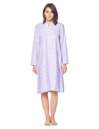 Casual Nights Women's Flannel Floral Long Sleeve Sleepwear Nightgown - Purple - X-Large