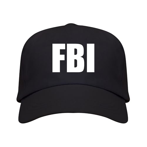 Casquette FBI unisexe – Design à 5 panneaux, logo noir, 100 % coton, 340 g/m²., Noir , taille unique