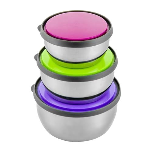 3pcs Stainless Steel Food Storage Containers with Lids, Leakproof Stackable Freezer Safe Stainless Steel Seal Bowl, Mixing Bowls Airtight Food Storage Containers for Baking Cooking Preservation (3) - image 1