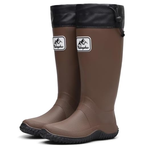 Lvptsh Bottes de Pluie Pliables en Caoutchouc Impermeables pour Femmes Hommes Confortable Jardin Bottines Rain Boot Légère Bottes,Brown,Taille 36/37