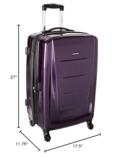 Image of Samsonite Winfield 2 Hardside Expandable Luggage with Spinner Wheels, Purple, Checked-Medium 24-Inch