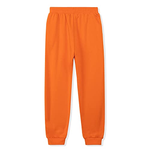 Kid Nation Kids Sweatpants Unisex Soft Brushed Fleece Casual Pull On Jogger With Pockets For Boys Or Girls Size 7 8 Orange #TOP1