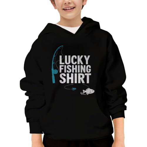 Lucky Fishing Shirt Retro Youth Hoodie with Kangaroo Pocket and Stylish Design