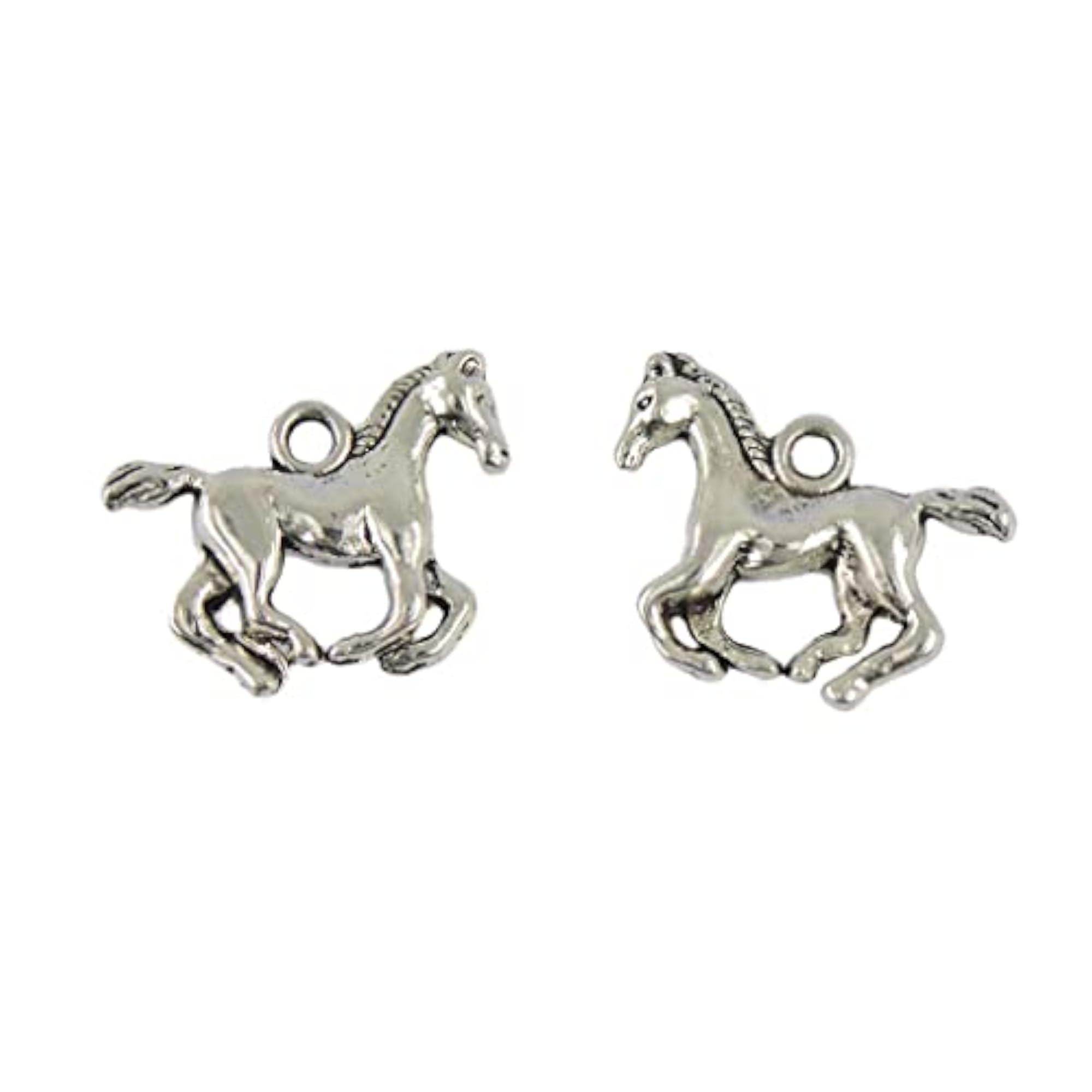 30Pcs Tibetan Silver 3D Running Horse Charms for DIY