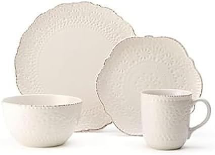 Pfaltzgraff Chateau Cream 16-Piece Stoneware Dinnerware Set, Serv...