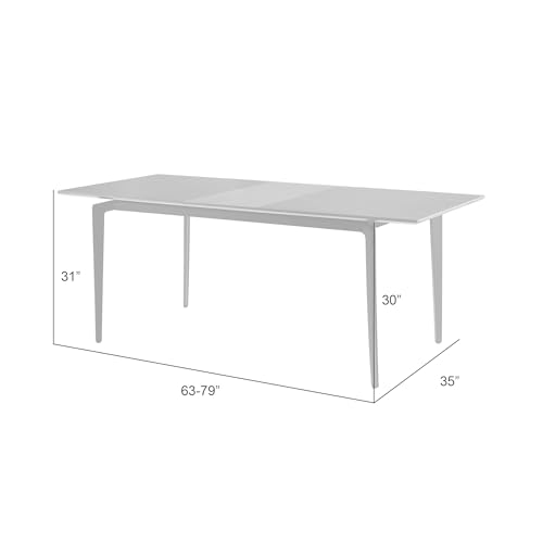 Armen living Honey Contemporary Extendable Rectangular Dining Table with Black Sintered Stone and Wood Table Top - Seats up to 6 - Thumbnail 2