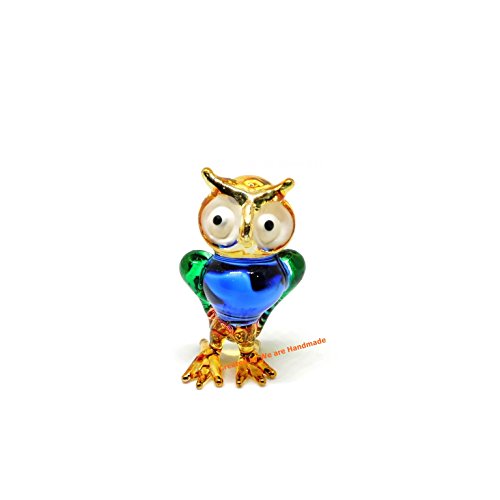Handmade Owl Art Glass Blown Bird Animal Figurine #TOP2