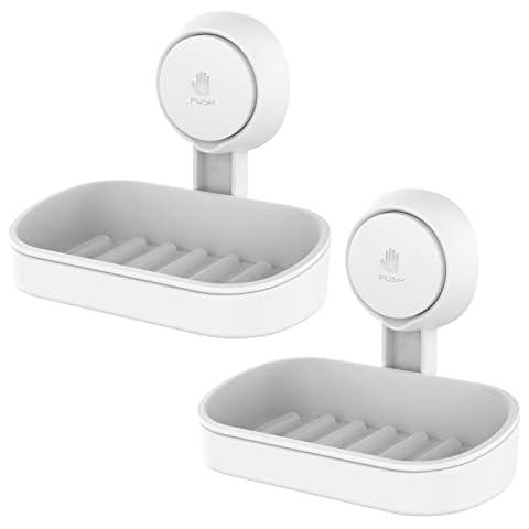 LEVERLOC Seifenschale Dusche mit Saugnapf 2 Stück Seifenhalter ohne Bohren Bad Seifenhalter Wandmontage Seifenschale Dusche Saugnapf Cover