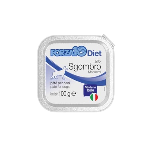 Forza 10 Umido Cane MONO gusto SGOMBRO, alimento completo monoproteico per cani adulti di tutte le taglie e razze, alta digeribilità | 12 scatolette da 100 grammi l’una.