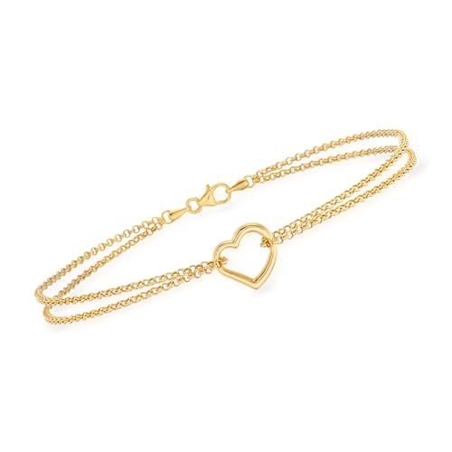 Ross-Simons 14kt Yellow Gold 2-Strand Heart Anklet. 10 inches - Image 5