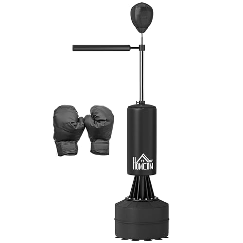 HOMCOM Saco de Boxeo de Pie 155-205 cm, Saco de Boxeo...