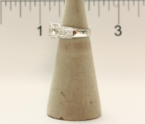 Women's Rhodium Plated Dress Ring Engagement Style Round Cut CZ 0373