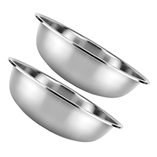 BEBEMOKO 2pcs Thick Stainless Steel Basin Large Mixing Bowl Flat Bottom Vegetable Fruit Washing Bowl Kitchen Accessory