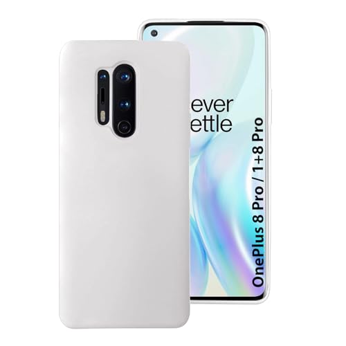 Image of LIRAMARK Liquid Silicone Soft Back Cover Case for OnePlus 8 Pro / 1+8 Pro (White)