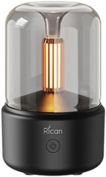Rican Aromatherapy Diffusers with Candlelight,120ML Essential Oil Diffuser with Auto-Off Protection, USB Humidifier Car Diffusers, Aroma 360 Diffuser for Home, Office,Ideal Gift - Black