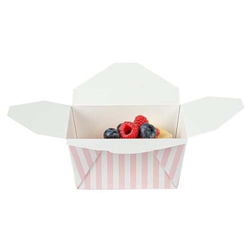 Restaurantware RWA0146PW-50 Bio Tek 5.1 X 4.1 X 2.6 Inch Food Containers, 50 Durable Takeaway Boxes - Disposable, Striped, Pink And White Paper 30 Ounce Takeout Boxes, Rectangle thumb #10