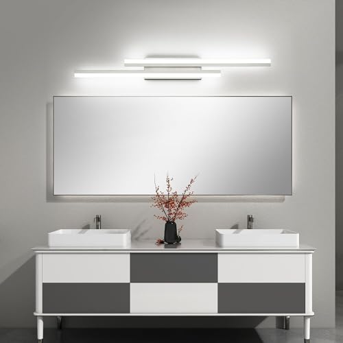 Image of PRESDE 40 inch LED Bathroom Vanity Light, Modern Brushed Nickel Wall Bar Fixture Over Mirror 5CCT