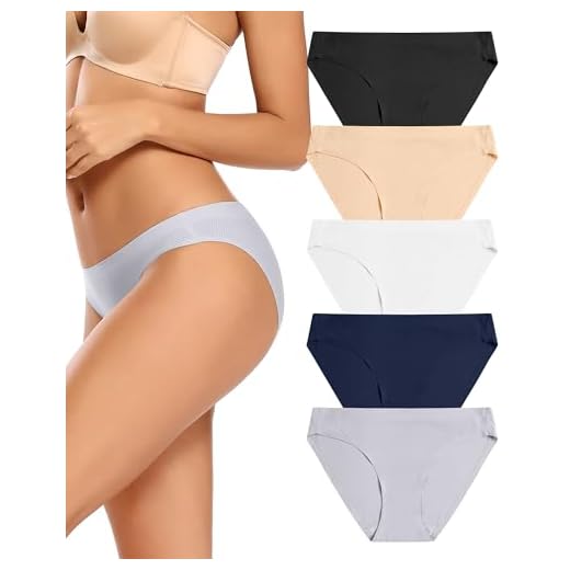 VOENXE Bragas Braguitas de Bikini Mujer Pack,Sin Costuras Femenina de Braga,Underwear del Bikini,Mujeres Slip con Forma de Bikini Ropa Interior,Cómodas y Suaves,Múltiples Paquete de 5