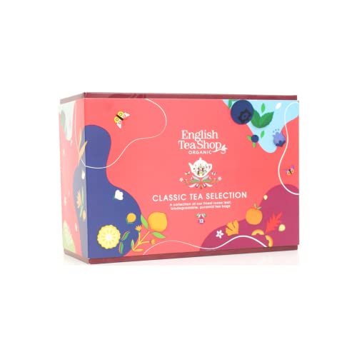English Tea Shop® Caja de regalo de té e infusiones biológicas con sabores clásicos | 12 filtros de té y tés variados en 6 sabores